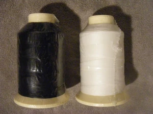2 Spools Coats Ultra Dee Bonded Polyester Thread DB92 T90 1036 Yards Ea Blk/Wht - Picture 1 of 3