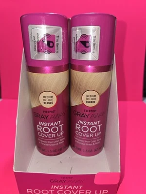 Everpro Gray Away Instant Root Cover Up Med To Light Rubio 1.5 OZ ea paquete de 2 nuevo Foto 1 de 4