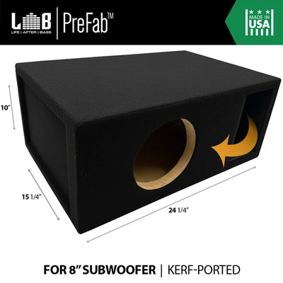 1.00 ft³ @ 38Hz Ported Subwoofer Enclosure Box w/ Kerf Port for Single 8" Sub - Image 1 of 4
