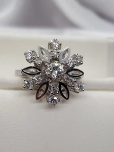 14k Vntg 50's White Gold 0.75ct Diamond Snowflake Sputnik Ring Sz 6.75 630OSSCHR - Picture 1 of 20