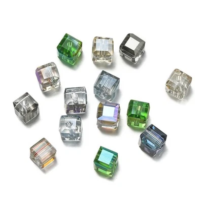 20Pcs Faceted Cube Crystal Glass Loose Beads Bulk 6mm DIY Jewelry Making Craft - Image 1 of 4