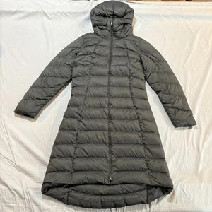 Patagonia Women’s Downtown Loft Parka Hooded Down Puffer Sz M Charcoal Long - Picture 1 of 15