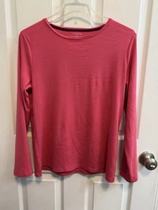 Talbots The Talbots Tee L Pink Long Sleeve 100% Pima Cotton Crew Neck Preowned - Picture 1 of 11