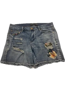 ONE 5 ONE Denim Shorts Floral Accents Sz 10 5 Pockets,  Exc Cond - Picture 1 of 7