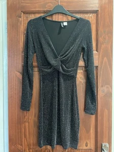 BNWOT H&M Divided Sparkly V-Neck Bodycon Dress, Size 6 - Picture 1 of 3