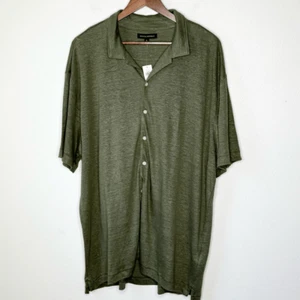 Camisa de manga corta Banana Republic 100 % lino medio botón - verde bosque - - Imagen 1 de 11