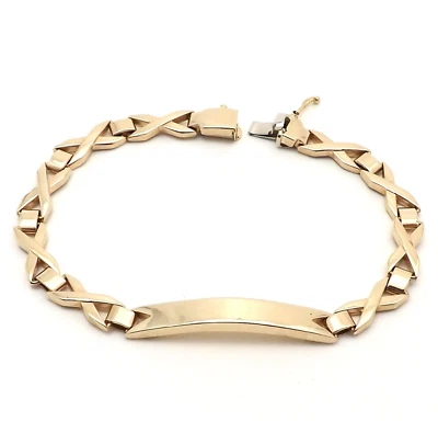 UnoAerre 14K золото ID табличка с именем браслет гравировка 8 дюймов длиной 19gr X ссылка Италии - Изображение 1 из 4