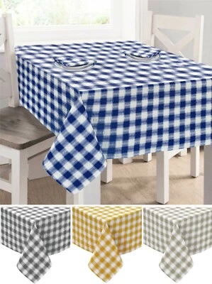 Seersucker Gingham Check Rectangle Round Table Cloth Dining Table Linen Napkins - Image 1 of 2
