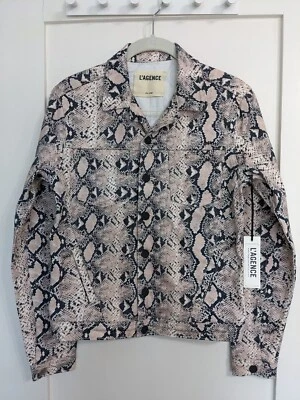 Chaqueta Denim L'AGENCE Mujer S/P Pequeña Estampado Serpiente Celine Delgada Coral Paloma Rosa Foto 1 de 4