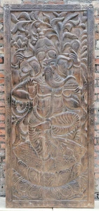 Vintage Ganesha Carved Panel,Wall Sculpture,Artistic Hand-Carved OLd World 84x36