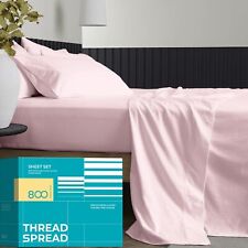 THREAD SPREAD 100% Egyptian Cotton California King Bed Sheets - 800 TC 4Pc Bl...
