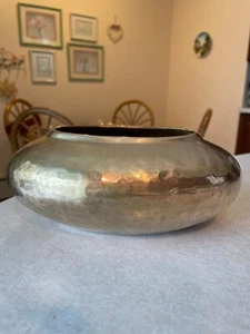 VINTAGE, HAMMERED BRASS FLOWER POT/HOME DECOR, 3.5" H X 8" L X 6" W - Picture 1 of 7