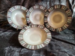 Lot of 4 Gourmet Basics by Mikasa Brennan 5081201 Cereal Rimmed Soup Bowl - Picture 1 of 8