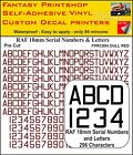 RC Vinyl Sticker Decals RAF SERIAL LETTERS NUMBERS 18mm PRE CUT FPRC894 DULL RED