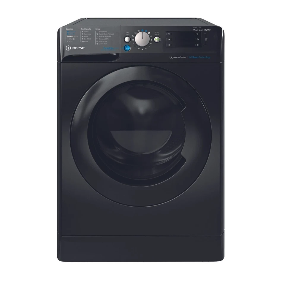 Indesit Push&Go 9kg Wash 6kg Dry 1400rpm Washer Dryer - Black BDE96436KVUK