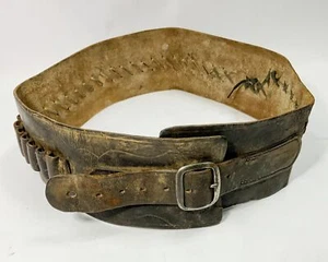 Antique leather bullet ammo belt Old West ammunition - Picture 1 of 22