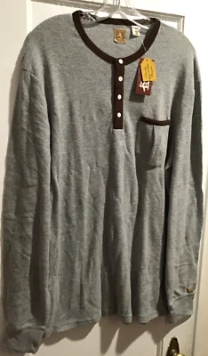 An Original Penguin Mens Gray Henley Tee T-Shirt Long Sleeve Heather Sz XL NWT - Image 1 of 4