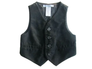 EUC Janie and Jack Tartan Train 6 12 M Black Moleskin Vest Holiday - Picture 1 of 2