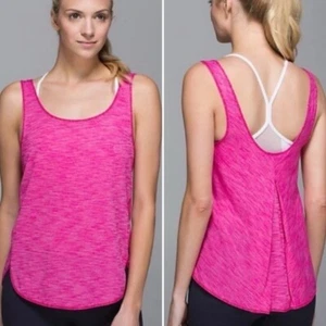 Lululemon Shirt Womens 8 Pink Heather Straight Up Singlet Tank Top Scoop Neck - Picture 1 of 9