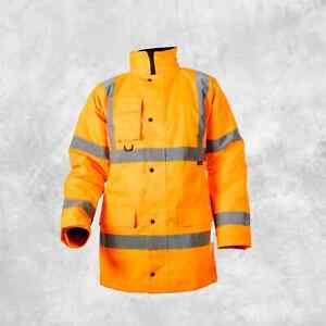 HI VIZ  Parka Jacket Visibility Security Work Waterproof Coat Hi Vis Visibility