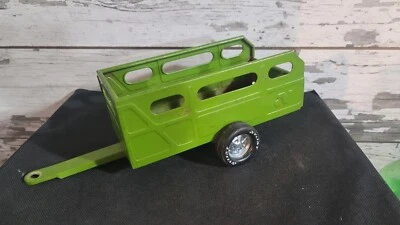 Vintage Nylint Farm Utility Trailer Wagon Olive Green - Pressed Steel 11.5 inch - Image 1 of 2