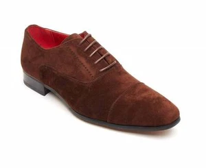 Zapatos informales Rossellini Mario para hombre marrón imitación gamuza con cordones en punta - Imagen 1 de 5