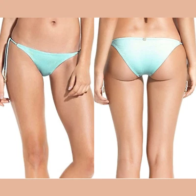 Pantalones de bikini completos de gamuza lisa azul claro con corbata larga ViX nuevos con etiquetas [talla pequeña] #L827 Foto 1 de 4