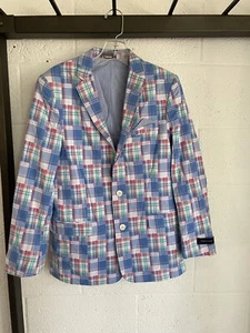 NWOT Tommy Hilfiger BOYS Patchwork plaid jacket SIZE 18 Cotton Blazer Sport Coat - Picture 1 of 15