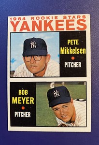 1964 TOPPS SEMI-HIGH# 488 YANKEES ROOKIE STARS P. MIKKELSEN/ B. MEYER  FREE SHIP