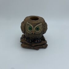 Ann's Original Figurines Candle Holder Figural Owl On Logs Retro