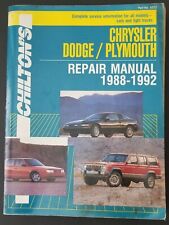Chiltons 1988-1992 Repair Manual Chrysler Dodge Plymouth Cars Trucks & Imports