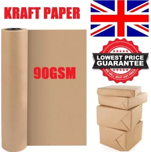 BROWN KRAFT PARCEL PAPER FOR WRAPPING AND PACKAGING PARCELS STRONG ROLLS 90GSM - Picture 1 of 6