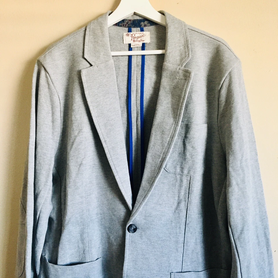 Blazer Chaqueta Deportiva An Original Penguin Gris Jaspeado Talla Grande 100% Algodón Foto 1 de 4