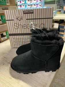 New Kirkland Signature Kids Shearling Boots Boys Girls Sheepskin Black Pick Size - Picture 1 of 5