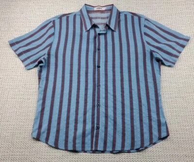 Vatpave Shirt Mens Medium Button Up Short Sleeve Striped Casual NWOT - Image 1 of 4