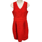 Antonio Melani Red Embroidered Lined Sleeveless Dress Women's 8