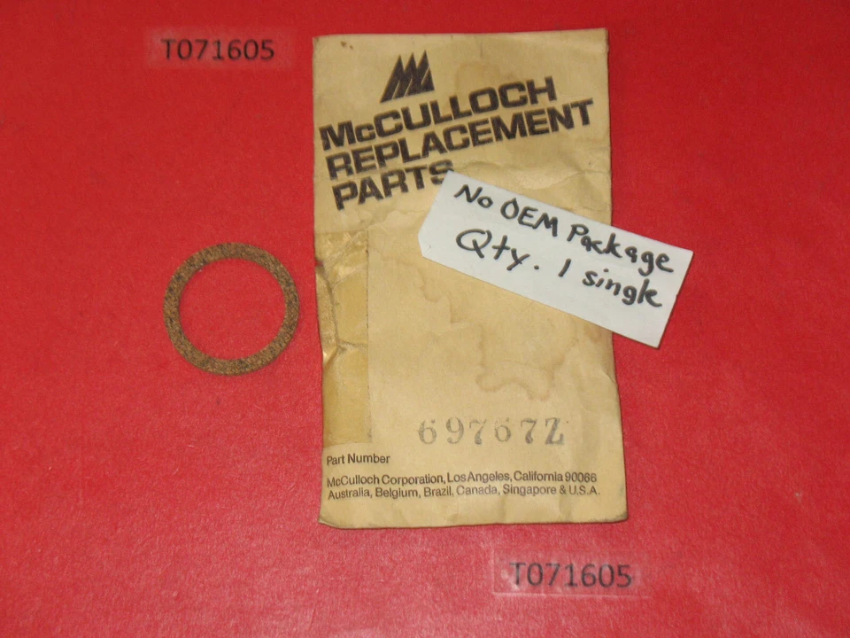 NOS McCulloch 10-10 1-10 6-10 Chainsaw Fuel Gas Cap Gasket 69767