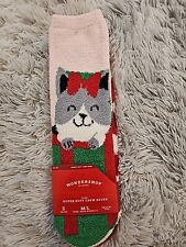2 Pack Kids Super Soft Socks Sizes M-L Dog w/ present  & red/white polka dot
