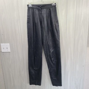 Lillie Rubin Women's Leather Pants Size 6 Made In Israel Black Comfort Outdoors - Picture 1 of 10
