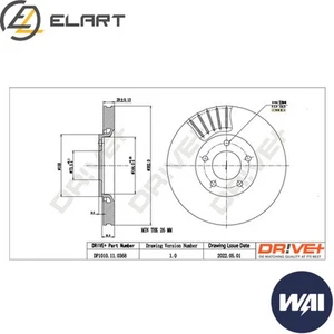 2x BRAKE DISC DP1010.11.0368 FOR CHRYSLER VOYAGER/GRAND/III/IV/VAN DODGE 3.8L - Picture 1 of 6