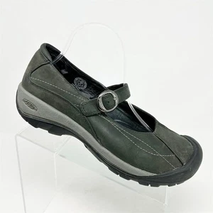 KEEN Women's Toyah Mary Jane Black Gray Leather Flats Size 10.5 Casual Shoes - Picture 1 of 16