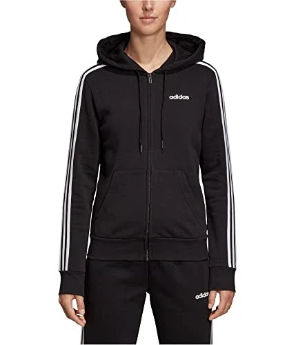 Adidas Women's Essentials 3-stripes Full-zip Sweatshirt Black  DP2412  - Image 1 of 1