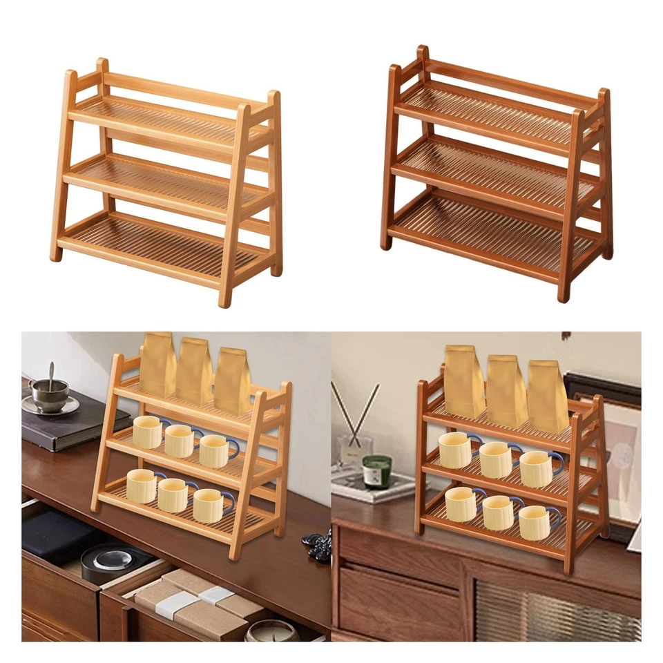 Coffee Syrup Stand Shelf Mug Holder Bamboo Multipurpose Seasoning Stand Coffee - Image 1 of 1