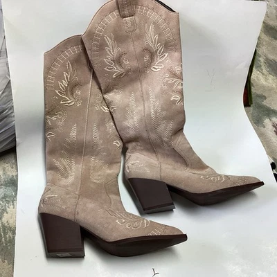Botas vaqueras sin marca para mujer punta vaquera Western talla 8/42 bordadas beige Foto 1 de 4