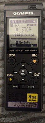Olympus Dictaphone Voice Recorder 4 GB Built In Memory 1626 hrs. VN-713PC. - Image 1 of 3