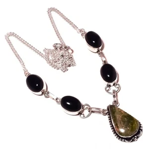 Collar de joyería de diseño único hecho a mano de piedras preciosas de ónix... - Imagen 1 de 6