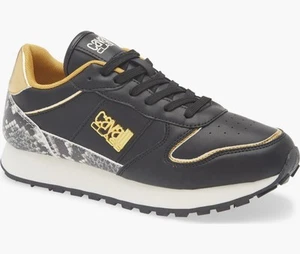 Roberto Cavalli Women’s Firenze Sneaker Size 11 Black / Natural/ Gold VG - Picture 1 of 12