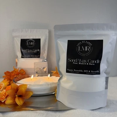 Sand Wax Candle 1kg & 50 Mix Wicks - DIY Eco Candle Kit Reusable Vegan No Waste - Image 1 of 4