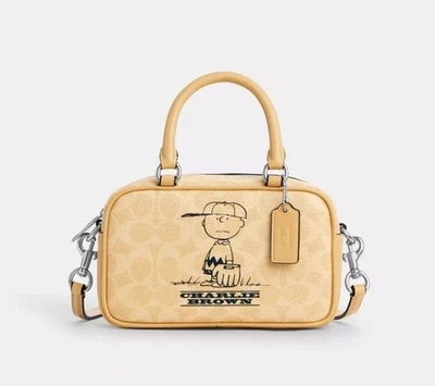 Bolso Bandolera Coach X Peanuts Cartera en Lona Signature con Charlie Marrón Nuevo con Etiquetas Foto 1 de 4