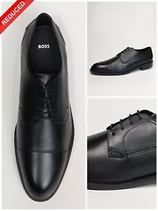 HUGO BOSS TAYIL DERBY BLACK LEATHER SHOES DRESS/FORMAL/BUSINESS UK 12 RRP £199 - Picture 1 of 16